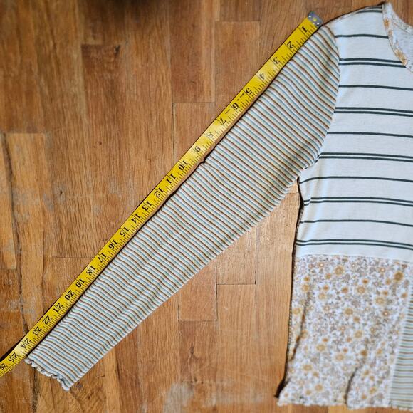American Eagle Patchwork Floral & Stripe Long Sleeve Top Small - Picture 7 of 11